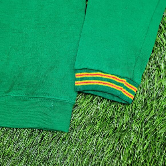 Vintage 80s Blank Ringer Sweatshirt Women Medium 18x21 Green - Picture 4 of 9